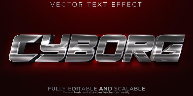 Free Vector cyborg text effect editable metallic and hero text style