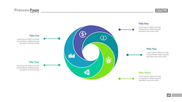 Free vector cycle chart with five elements template