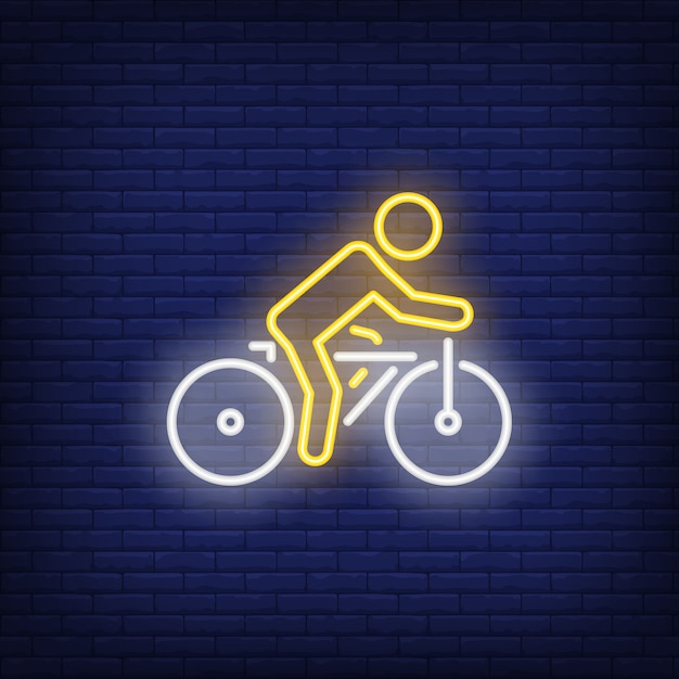 Cyclist riding bicycle neon sign