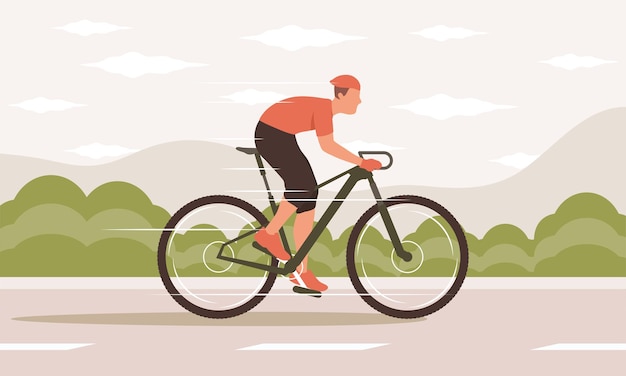 Free Vector cyclist riding bike in road scene