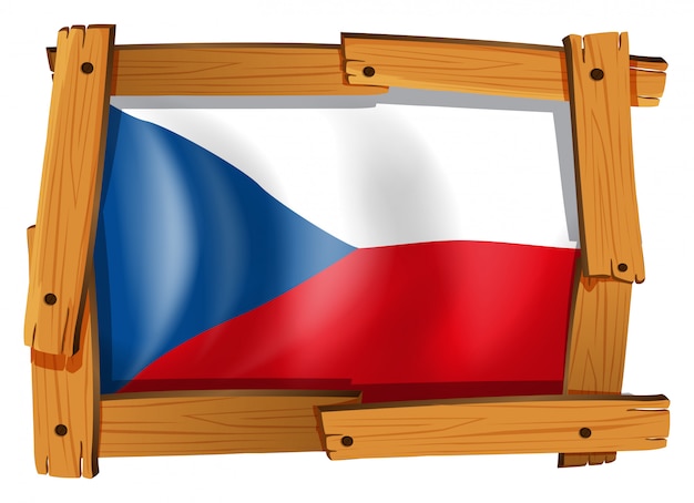 Free vector czech republic flag in wooden frame