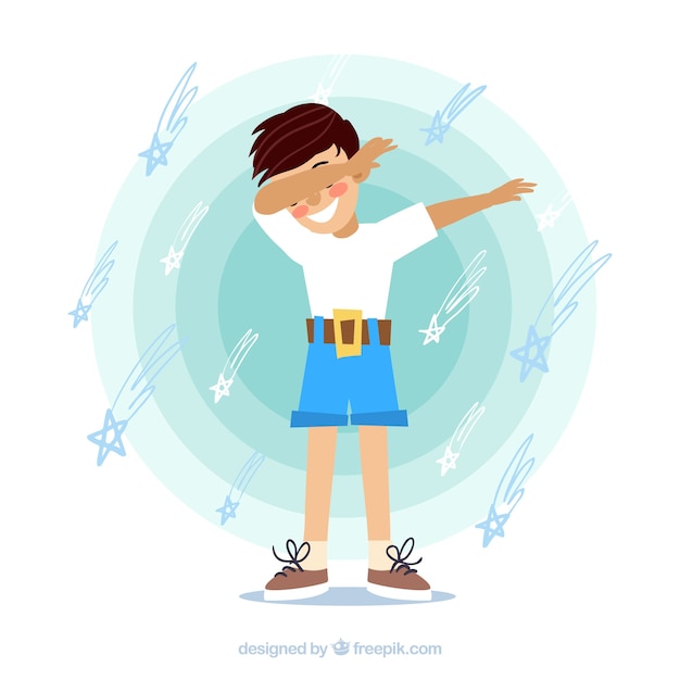 Free Vector dabbing kid in flat style