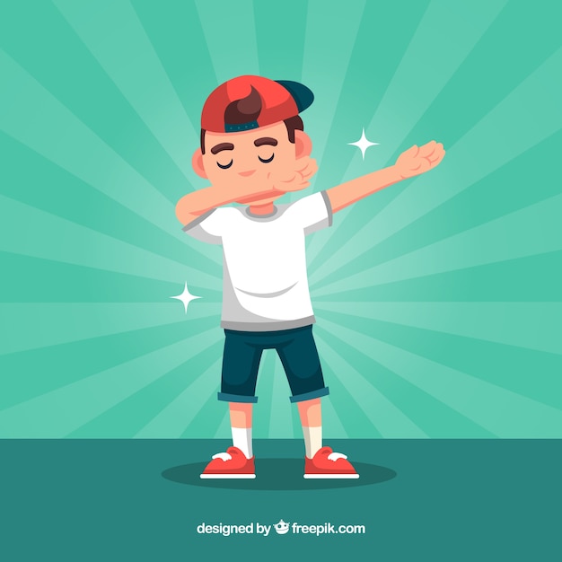 Free vector dabbing kid in flat style