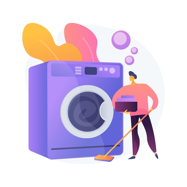 Dad and housework abstract concept   illustration. Dad doing housework, chores at home, father son daughter folding clothes, fun cooking, cleaning together, wash dishes