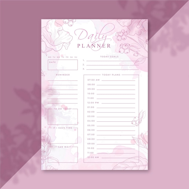 Daily planner template