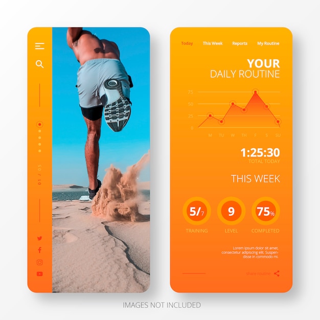 Daily Routine App Template for Mobile Screen