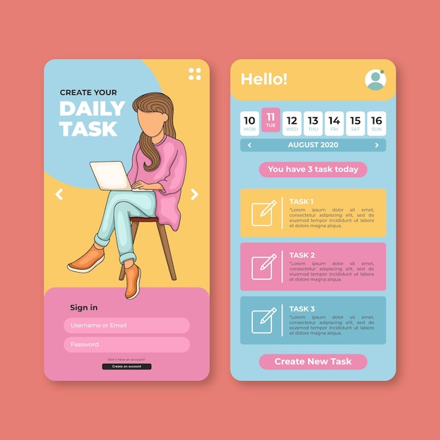 Daily tasks on task management mobile app