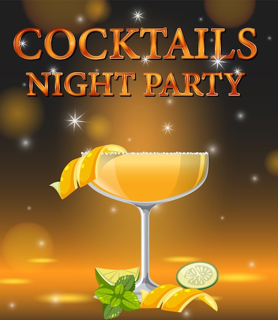 Free Vector daiquiri cocktail in the glass on sparkling background