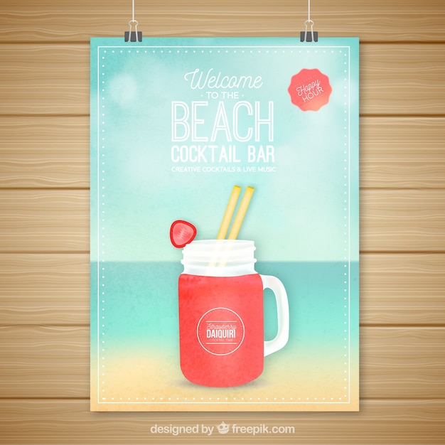 Free Vector daiquiri cocktail poster on the beach