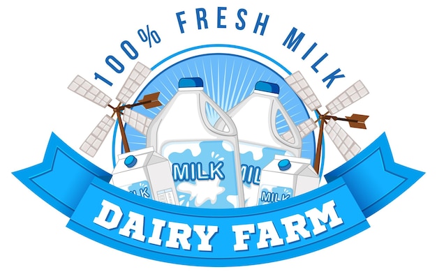 Free Vector dairy farm label logo with dairy products