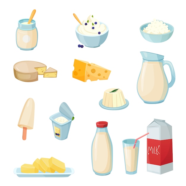 Free Vector dairy products set