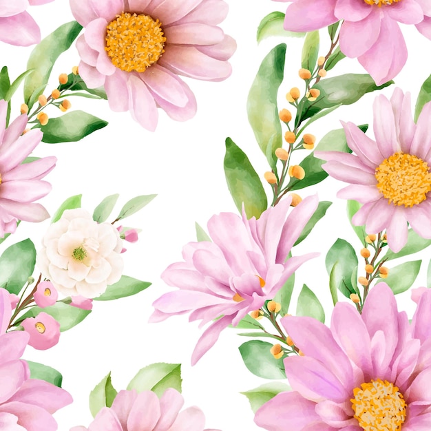 Free Vector daisy watercolor seamless pattern