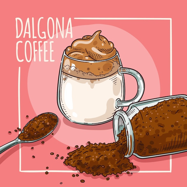 Free Vector dalgona coffee illustration design