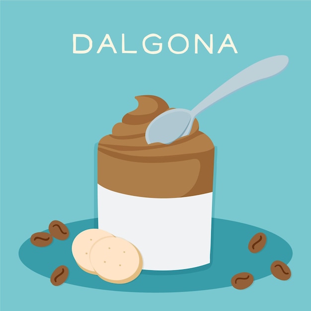 Dalgona coffee illustration