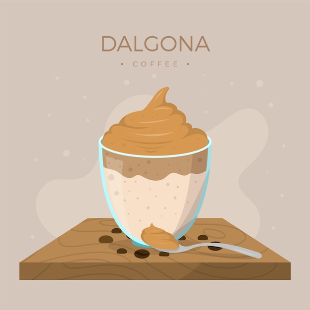 Dalgona coffee illustration