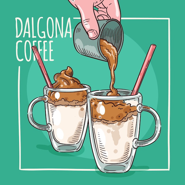 Dalgona coffee illustration