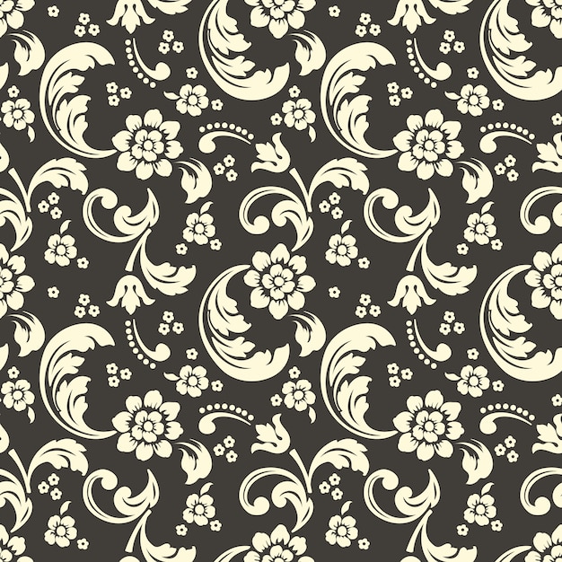 damask and floral seamless pattern