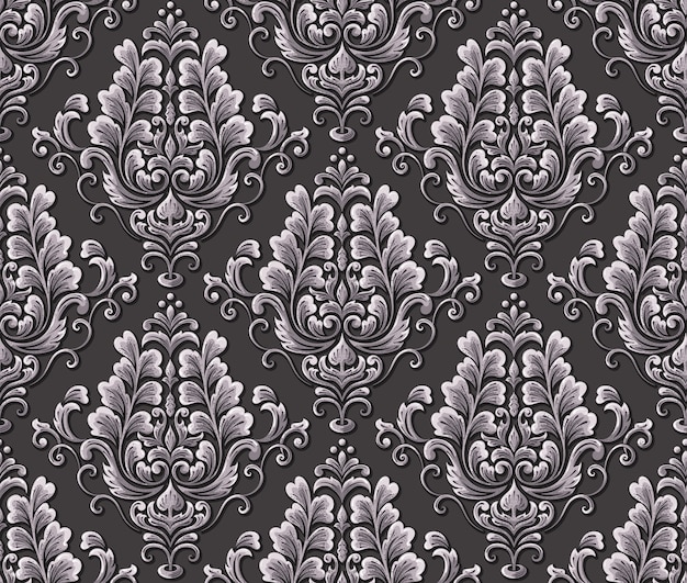 Free Vector damask seamless emboss pattern background. vintage exquisite floral baroque template.