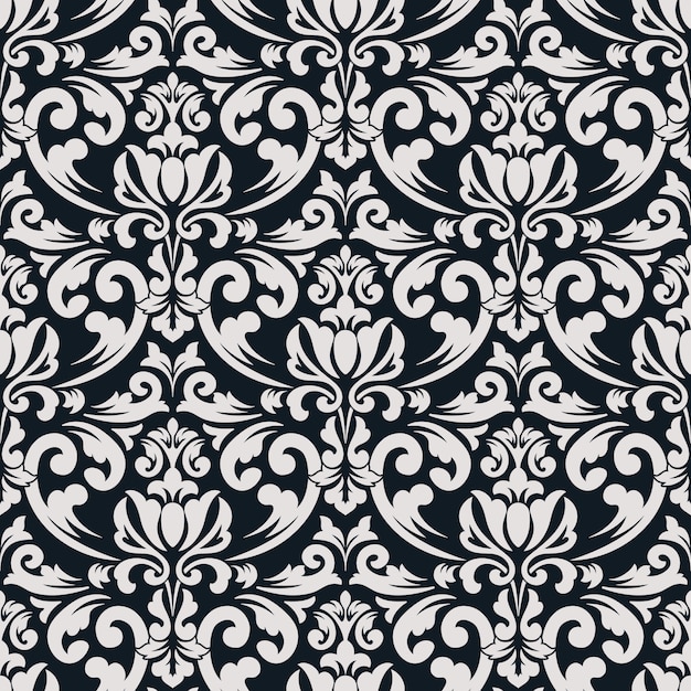  damask seamless pattern background. Classical luxury old fashioned damask ornament, royal victorian seamless texture for wallpapers, textile, wrapping. Exquisite floral baroque template.