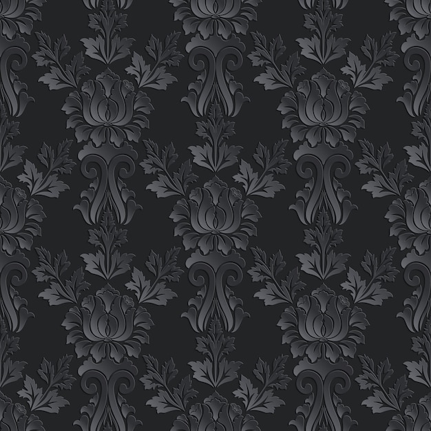 damask seamless pattern dark background