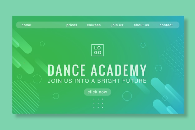 Dance academy landing page design