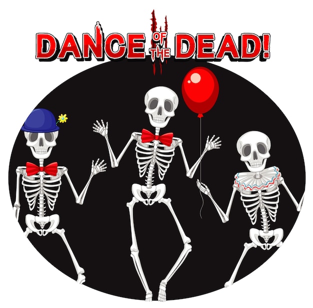 Dance of the dead with skeleton ghosts