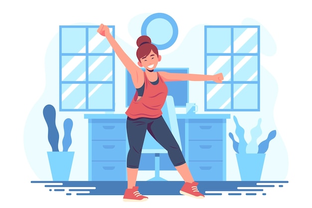 Dance fitness at home illustrated