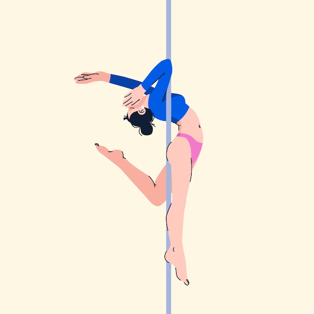 Dance hand drawn flat pole dance illustration