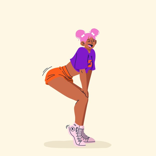 Dance hand drawn flat twerk illustration