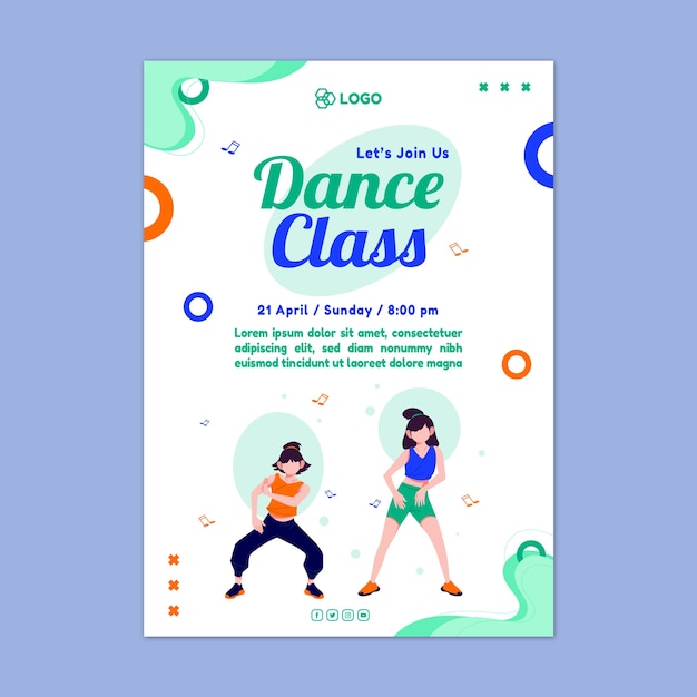 Free Vector dance school hand drawn flat poster