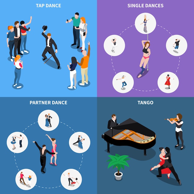 Free Vector dances isometric design concept