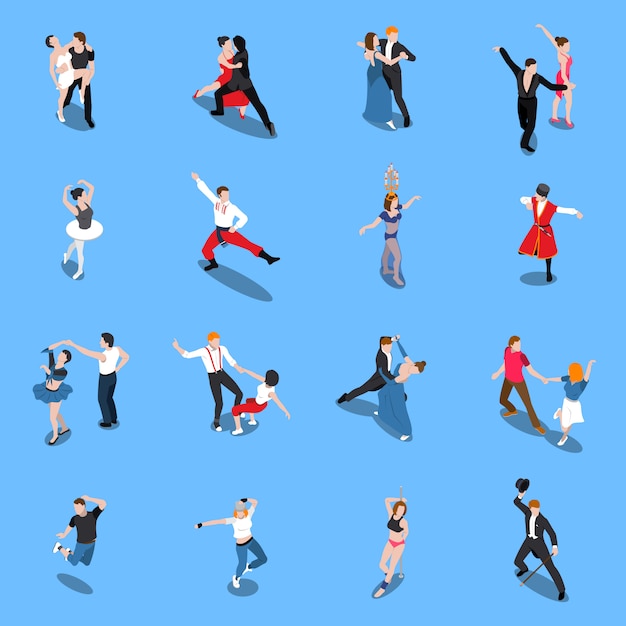 Free Vector dances professional performers isometric people