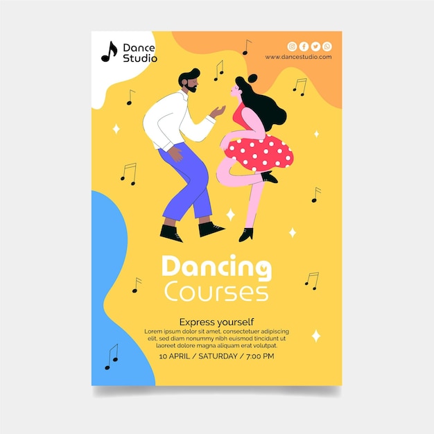 Dancing courses vertical flyer template