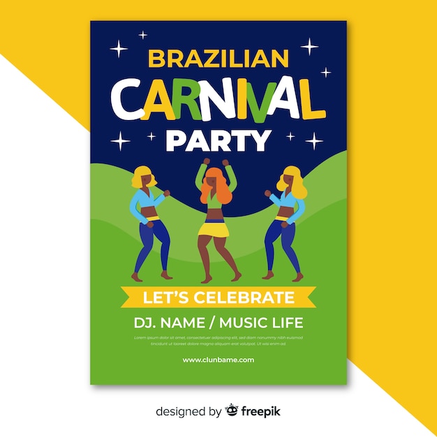 Dancing people carnival party poster template