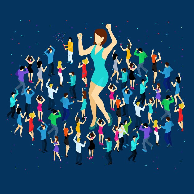 Dancing People Isometric Concept 