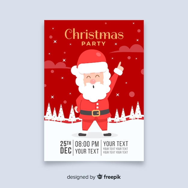 Free Vector dancing santa claus christmas flyer template