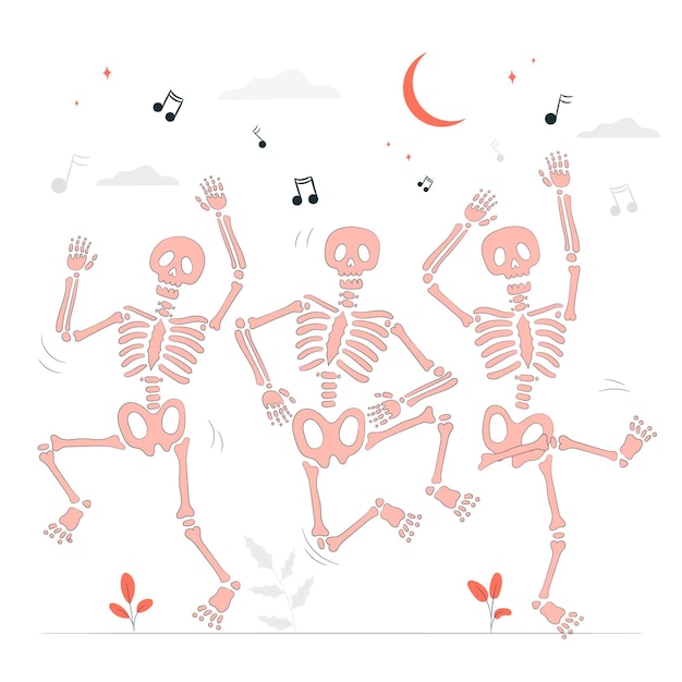 Dancing skeletons concept illustration