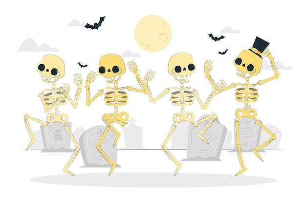 Free Vector dancing skeletons concept illustration