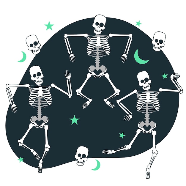 Dancing skeletons concept illustration