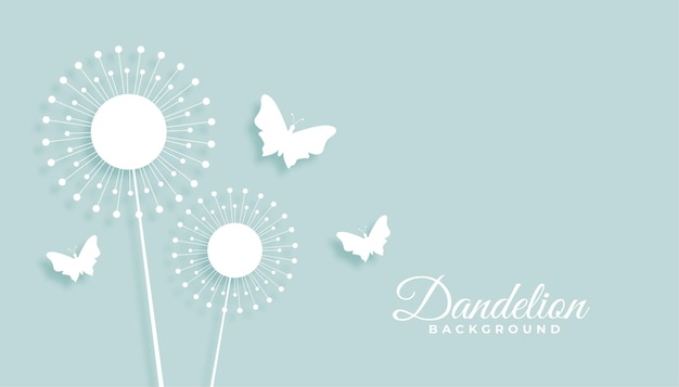 Free Vector dandelion flower with butterfly background