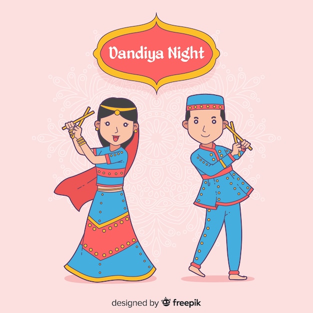 Free vector dandiya dancers