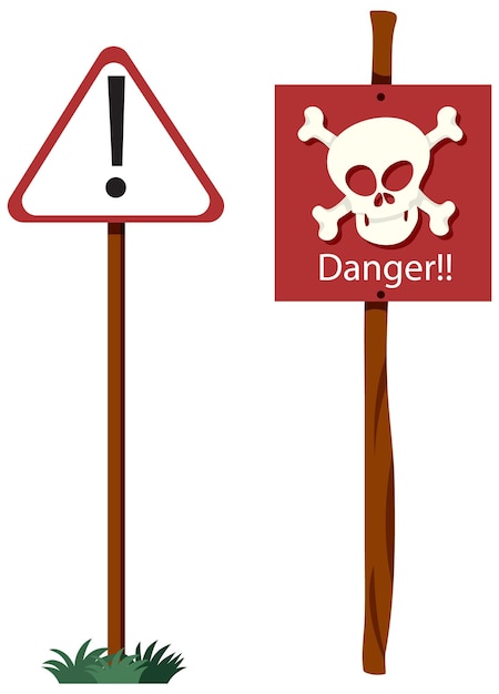 Free vector danger sign on white background