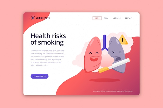 Free Vector danger of smoking - landing page