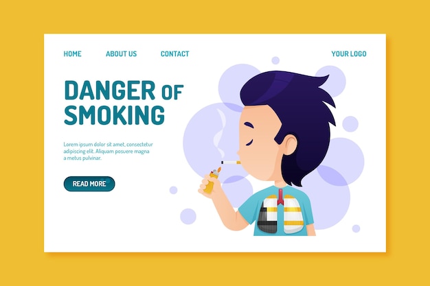 Free Vector danger of smoking - landing page