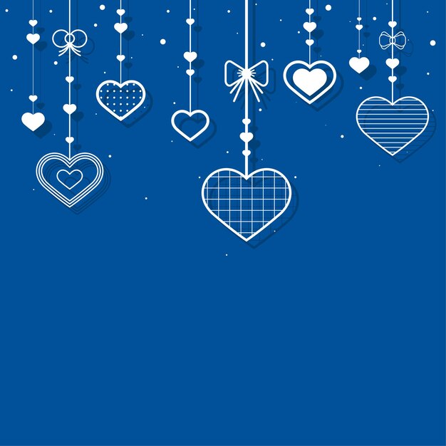 Free vector dangling hearts blue background vector