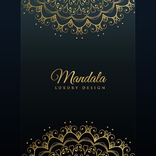 Dark background with golden mandala decoration