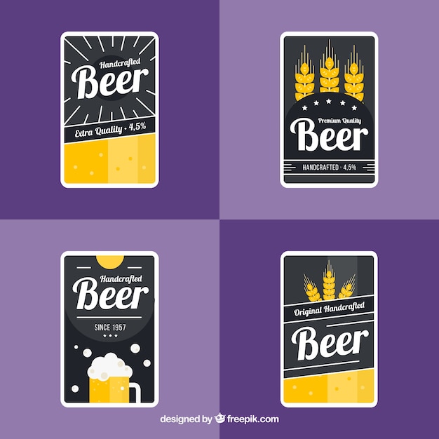 Dark beer labels with yellow details