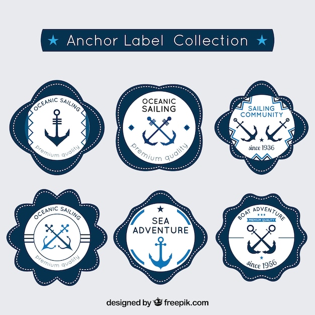 Dark blue anchor label collection