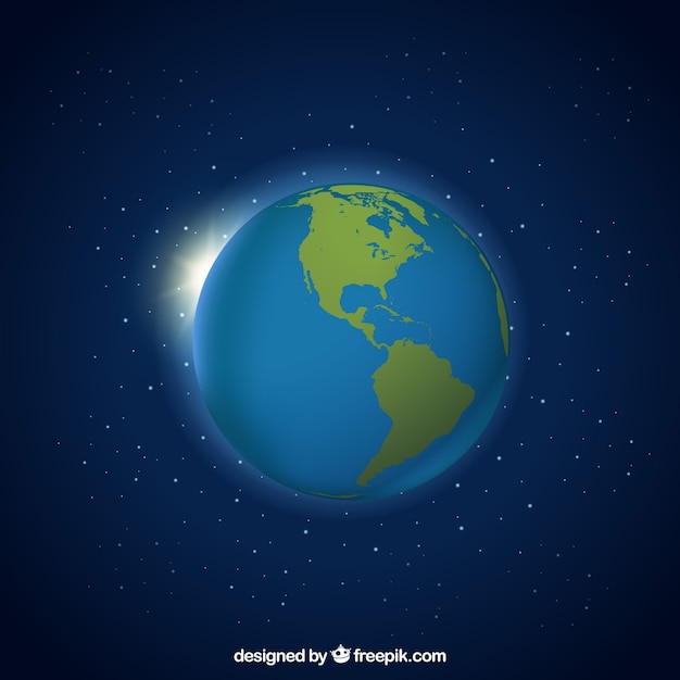 Dark blue background with earth globe