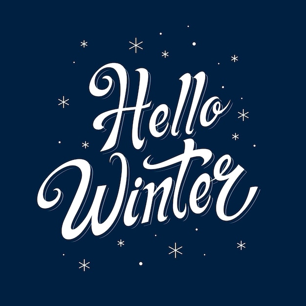 Free Vector dark blue background with hello winter lettering